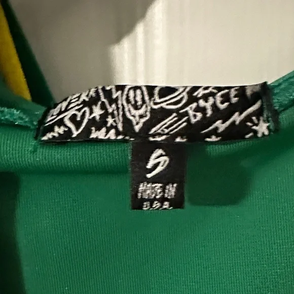 Dolls Kill Green Velvet Romper with Yellow Trim - Picture 2 of 2